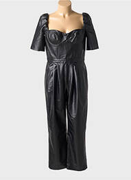Salopetă-pantalon închidere cu fermoar la spate mâneci scurte negru MY BEST FRIENDS femme