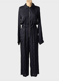 Salopetă-pantalon guler de bluză mâneci lungi negru BRAND UNIQUE femme