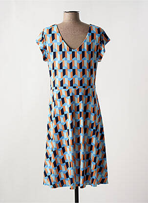 Rochie midi imprimeu fantezie mâneci scurte albastru MD'M femeie