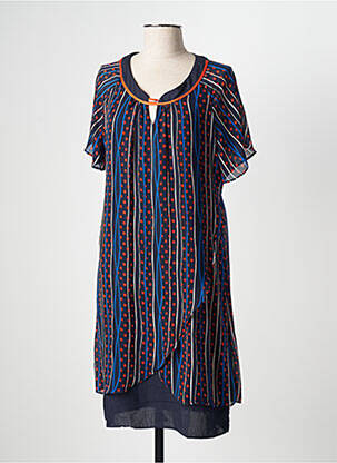 Rochie scurtă croială fluidă mâneci scurte albastru S.QUISE femeie