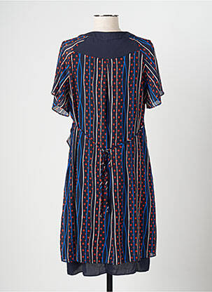 Rochie scurtă croială fluidă mâneci scurte albastru S.QUISE femeie