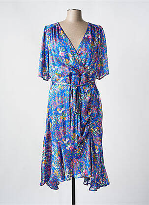 Rochie midi imprimeu floral mâneci scurte albastru TIA femeie