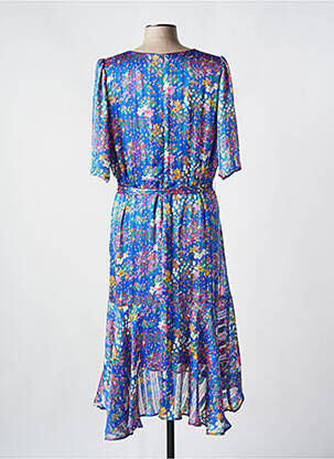 Rochie midi imprimeu floral mâneci scurte albastru TIA femeie