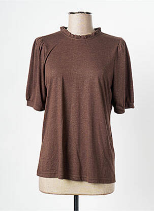 Tricou guler rotund mâneci scurte maro CREAM femeie