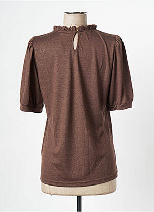 Tricou guler rotund mâneci scurte maro CREAM femeie