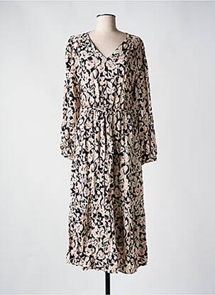Rochie midi imprimeu floral mâneci lungi negru C'EST BEAU LA VIE femeie