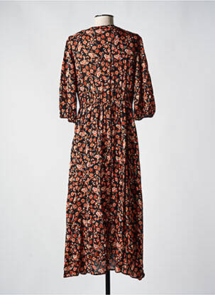 Rochie lungă imprimeu floral mâneci 3/4 negru C'EST BEAU LA VIE femeie