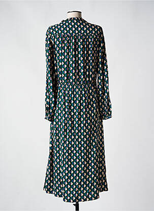 Rochie midi imprimeu fantezie mâneci lungi verde C'EST BEAU LA VIE femeie