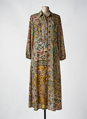 Rochie lungă mâneci lungi mâneci lungi verde SIGNE NATURE femeie