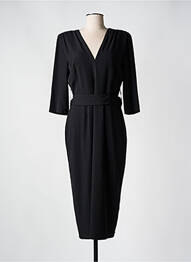 Rochie lungă țesătură crep mâneci 3/4 negru BARILOCHE femme