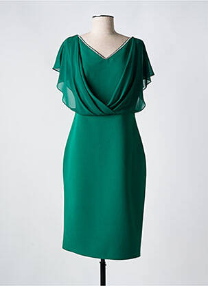 Rochie midi țesătură crep mâneci scurte verde MATHIEU PARIS femeie