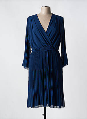 Rochie midi croială fluidă mâneci lungi albastru SIGNE NATURE femeie