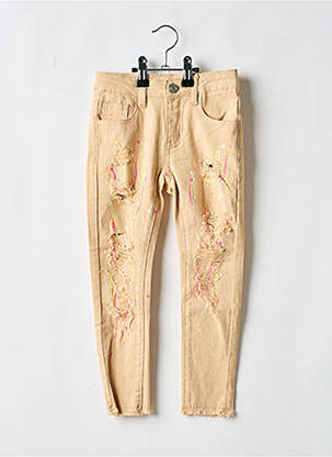 Blugi cu croială slim bej LOEVIA fată