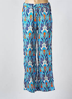 Pantalon drept talie elastică mărime normală albastru MORE & MORE femeie