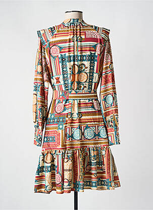 Rochie midi imprimeu fantezie mâneci lungi portocalie LESLIE femeie