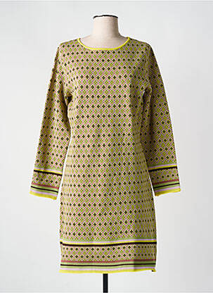 Rochie midi imprimeu fantezie mâneci lungi galben MD'M femeie