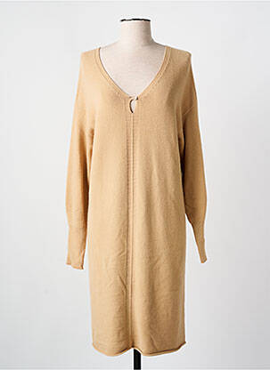 Rochie pulover guler în v mâneci lungi bej LA FEE MARABOUTEE femeie