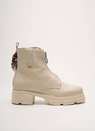 Botine/ghete material neted toc de 4 la 6 cm bej GOODSTEP femeie
