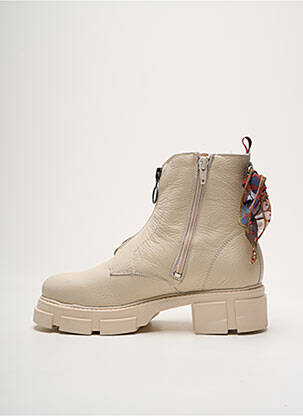 Botine/ghete material neted toc de 4 la 6 cm bej GOODSTEP femeie