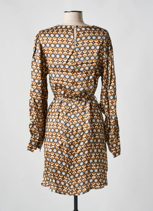 Rochie midi imprimeu fantezie mâneci lungi maro GRACE & MILA femme