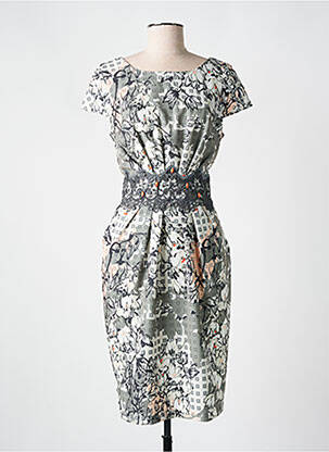 Rochie midi imprimeu fantezie mâneci scurte verde MICHAELA LOUISA femeie