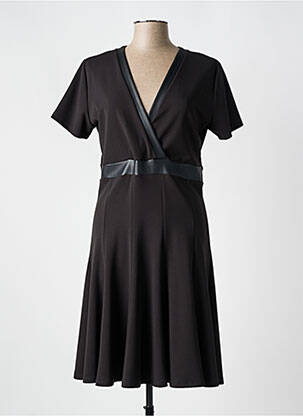 Rochie midi țesătură crep mâneci scurte negru NANA BAILA femeie