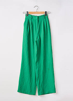 Pantalon larg țesătură poplin mărime normală verde STORETS femeie