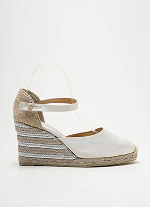 Espadrile țesătură satinată toc de 7 la 9 cm argintiu CASTANER femeie