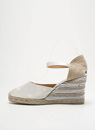 Espadrile țesătură satinată toc de 7 la 9 cm argintiu CASTANER femeie