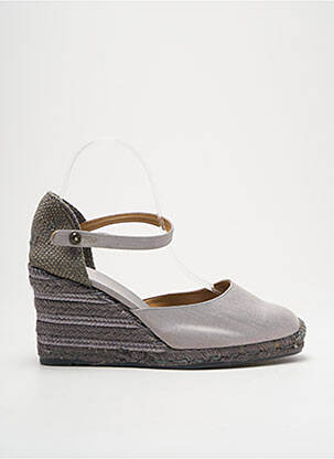Espadrile țesătură satinată toc de 7 la 9 cm gri CASTANER femeie