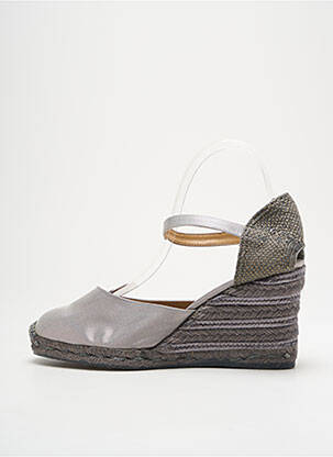 Espadrile țesătură satinată toc de 7 la 9 cm gri CASTANER femeie