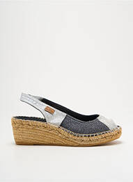 Espadrile țesătură satinată toc de 4 la 6 cm argintiu MONTANE femme