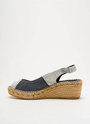 Espadrile țesătură satinată toc de 4 la 6 cm argintiu MONTANE femeie