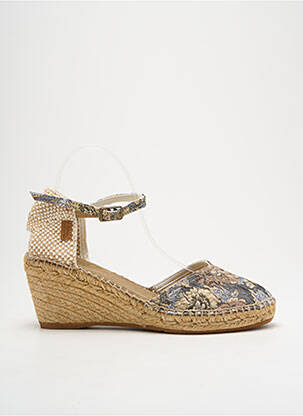 Espadrile țesătură satinată toc de 4 la 6 cm bej MONTANE femeie