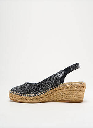 Espadrile țesătură satinată toc de 4 la 6 cm negru MONTANE femeie