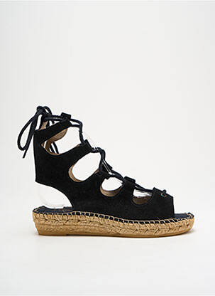 Espadrile închidere cu șireturi toc plat până la 3 cm negru NICOLE femeie