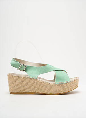Espadrile nubuc toc de 4 la 6 cm verde NICOLE femeie