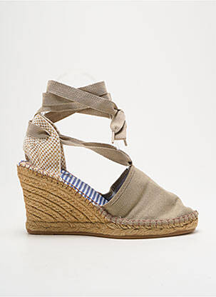 Espadrile închidere cu șireturi toc de 7 la 9 cm bej NICOLE femeie
