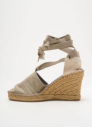 Espadrile închidere cu șireturi toc de 7 la 9 cm bej NICOLE femeie