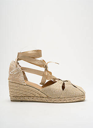 Espadrile țesătură satinată toc de 4 la 6 cm auriu CASTANER femeie