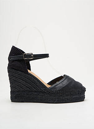 Espadrile țesătură satinată toc de 7 la 9 cm negru CASTANER femeie