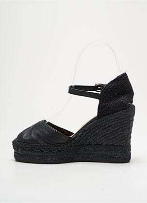 Espadrile țesătură satinată toc de 7 la 9 cm negru CASTANER femeie