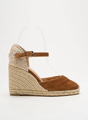 Espadrile nubuc toc de 7 la 9 cm maro CASTANER femeie