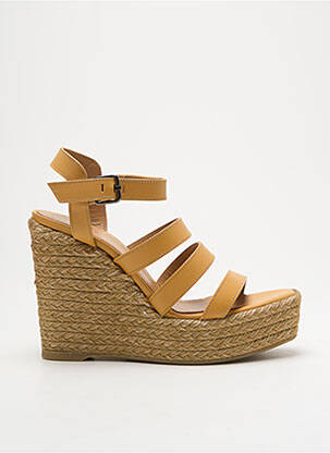 Espadrile țesătură satinată toc înalt de 10cm și mai mult maro CASTANER femeie