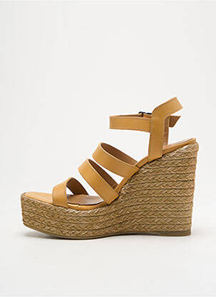 Espadrile țesătură satinată toc înalt de 10cm și mai mult maro CASTANER femeie