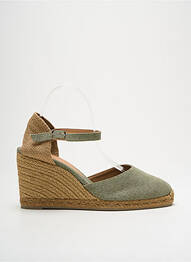 Espadrile vârf rotund toc de 7 la 9 cm verde CASTANER femme
