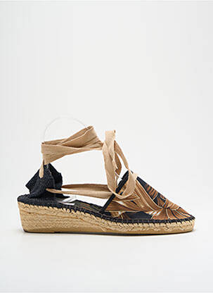 Espadrile țesătură satinată toc de 4 la 6 cm negru EMPREINTE femeie