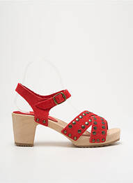 Sandale/pantofi decupați semi compensat toc de 4 la 6 cm roșu BOSABO femme