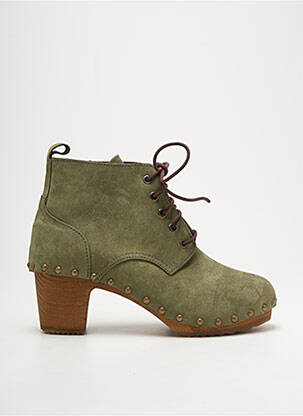 Botine/ghete nubuc toc de 4 la 6 cm verde BOSABO femeie