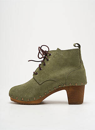 Botine/ghete nubuc toc de 4 la 6 cm verde BOSABO femeie